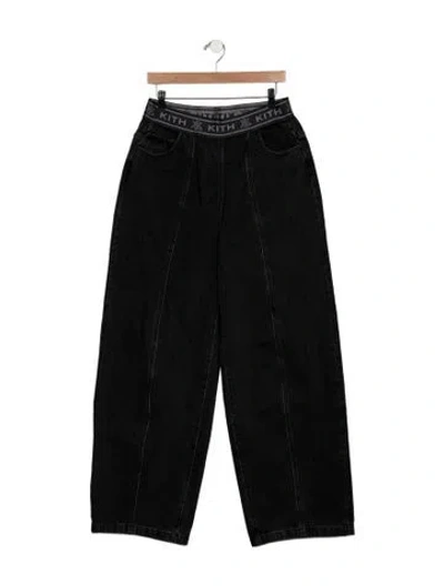 Pre-owned Kith High-rise Wide Leg Jeans In Black