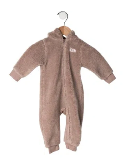 Pre-owned Kith Babies' Hooded Fleece Onesie In Neutrals
