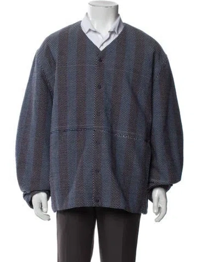 Pre-owned Kith Houndstooth Print Puffer Coat W/ Tags In Blue