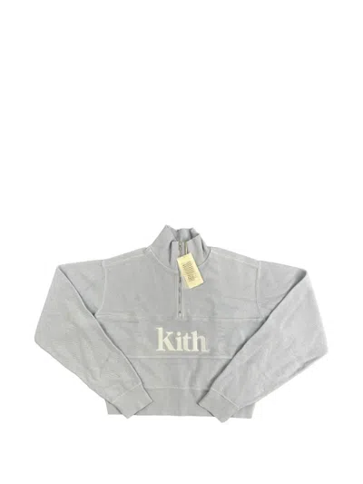 Kith Hunter Ii Serif Quarter-zip Sweater In Gray