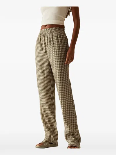 Kith Ida Monogram Silk Trousers In Neutral