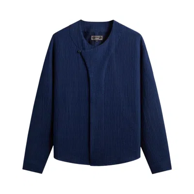 Pre-owned Kith Indigo Seersucker Townsend Shirt 'dark Indigo' | Blue | Men's Size Xl