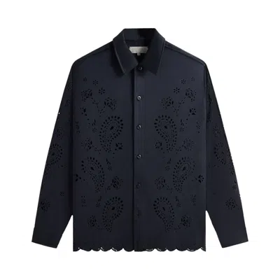 Pre-owned Kith Isaac Microsuede Long-sleeve Button Down Shirt 'define' In Blue