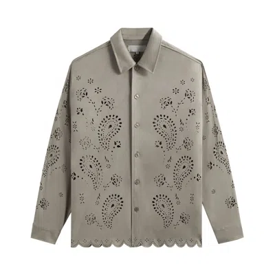 Pre-owned Kith Isaac Microsuede Long-sleeve Button Down Shirt 'region' In Grey