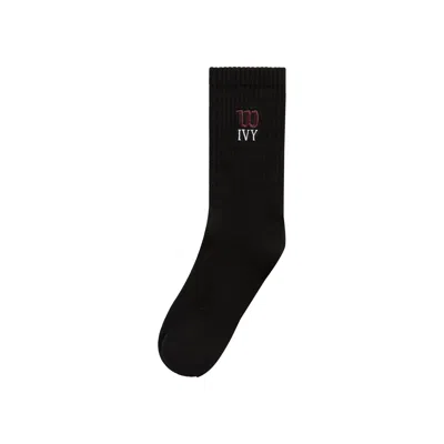 Pre-owned Kith Ivy For Wilson Logo Crew Socks 'black' | Men's Size S