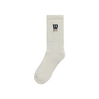 Pre-owned Kith Ivy For Wilson Logo Crew Socks 'gray Heather' | Grey | Men's Size S