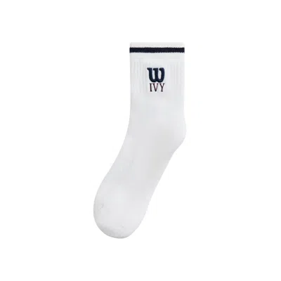 Pre-owned Kith Ivy For Wilson Quarter Top Socks 'white / Port Royal' | Men's Size L