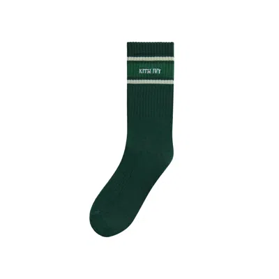 Pre-owned Kith Ivy For Wilson Stripe Logo Crew Socks 'ivy Green' | Men's Size M