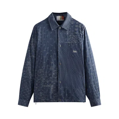 Pre-owned Kith Japanese Patchwork Jacquard Coaches Jacket 'light Indigo' | Blue | Men's Size L