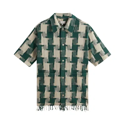 Pre-owned Kith Jumbo Houndstooth Boxy Collared Overshirt 'conifer' In Multi-color