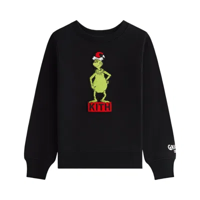 Pre-owned Kith Kids X The Grinch Classic Standing Logo Crewneck 'black' | Kid's Size Xs