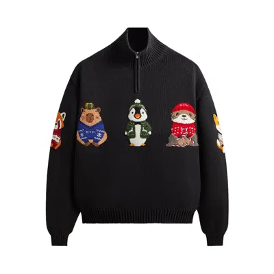 Pre-owned Kith Mas Animals Wyona Quarter Zip 'black' | Men's Size Xxl