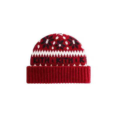 Pre-owned Kith Mas Fair Isle Knit Mia Beanie 'allure' | Red | Men's Size Onesize