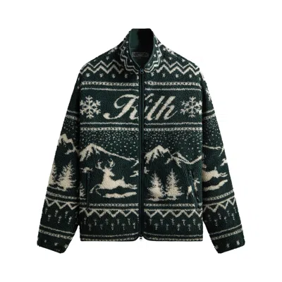 Pre-owned Kith Mas Harper Sherpa Jacket 'stadium' | Green | Men's Size Xl