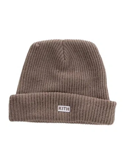 Pre-owned Kith Knit Beanie With Embroidered Logo In Brown