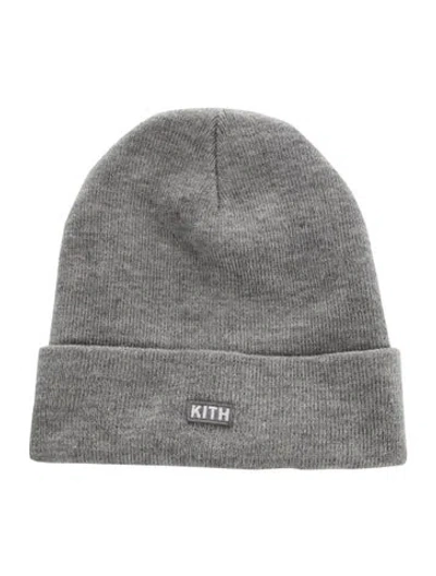 Pre-owned Kith Knit Beanie With Embroidered Logo In Grey