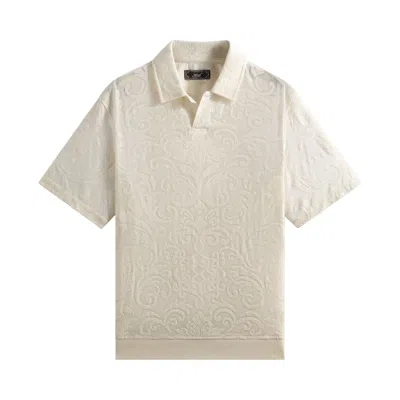 Pre-owned Kith Knit Lace Leo Polo 'sandrift' | Cream | Men's Size L In White