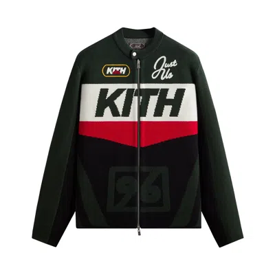 Pre-owned Kith Knit Moto Full Zip Jacket 'stadium' | Green | Men's Size Xl