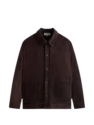 Kith Ladder Stitch Boxy Collared Overshirt In Brown