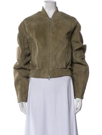 Pre-owned Kith Lambskin Bomber Jacket In Green