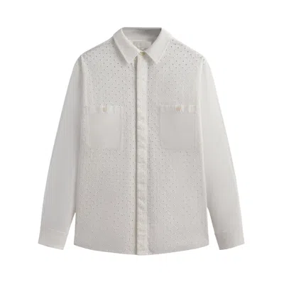 Pre-owned Kith Lattice Floral Long-sleeve Apollo Shirt 'silk' | White | Men's Size S
