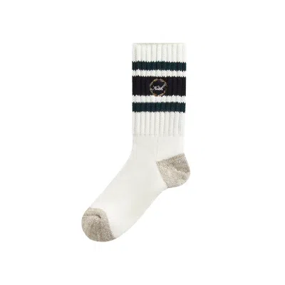 Pre-owned Kith Laurel Stripe Cotton Chunky Crew Socks 'silk' | White | Men's Size Onesize
