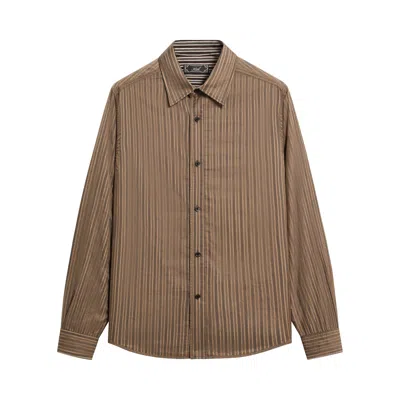 Pre-owned Kith Layered Stripe Georgie Shirt 'gobi' | Brown | Men's Size Xl