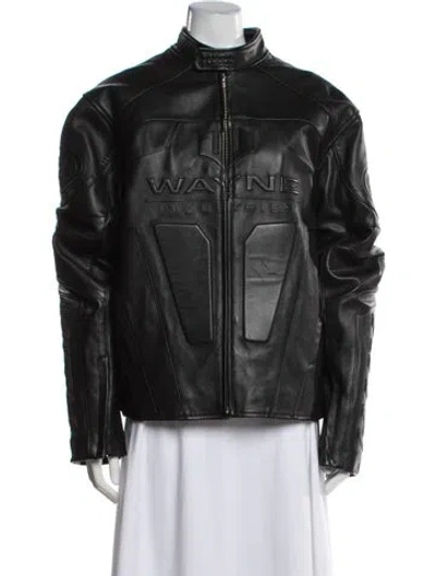 Pre-owned Kith Leather Biker Jacket In Black