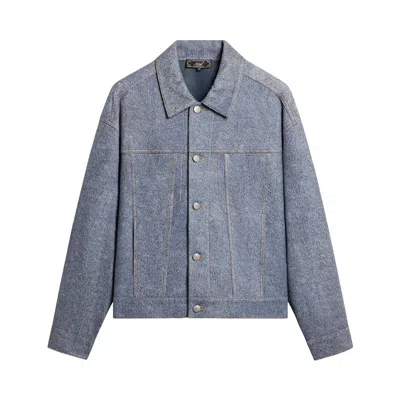 Pre-owned Kith Leather Denim Dario Trucker Jacket 'mid Indigo' | Blue | Men's Size Xl