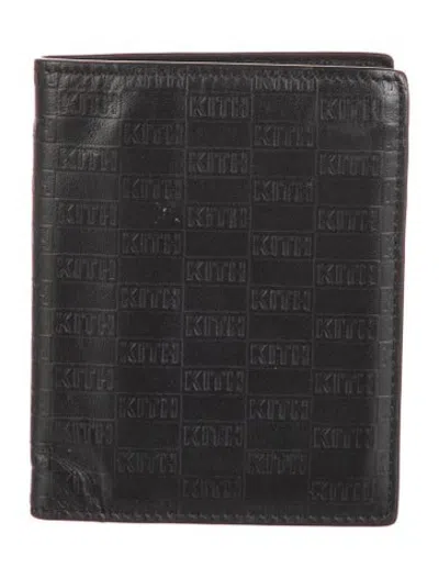 Pre-owned Kith Leather Graphic Print Bifold Wallet In Black