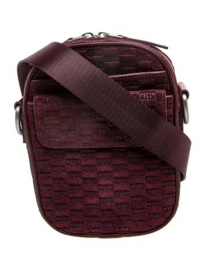 Pre-owned Kith Leather Messenger Bag In Burgundy