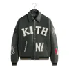 Kith Leather Varsity Jacket 'stadium' In Black