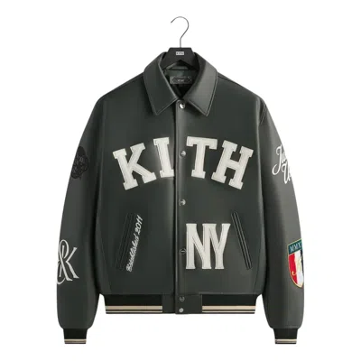 Kith Leather Varsity Jacket 'stadium' In Black