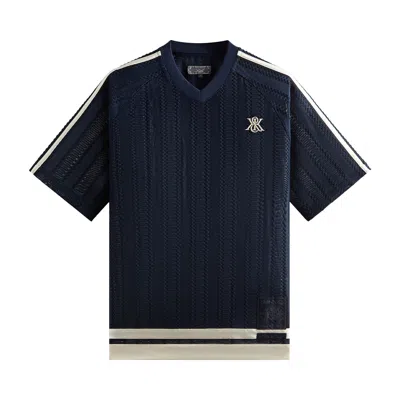 Pre-owned Kith Leon Short Sleeve Lace Combo Jersey 'nocturnal' | Blue | Men's Size Xl