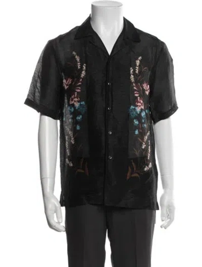 Pre-owned Kith Linen Printed Shirt In Black