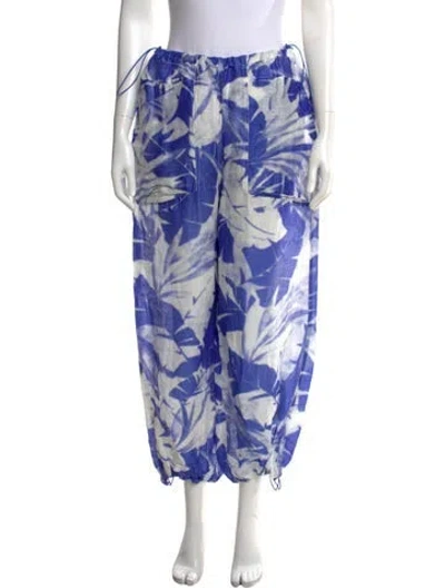 Pre-owned Kith Linen Wide Leg Pants In Blue