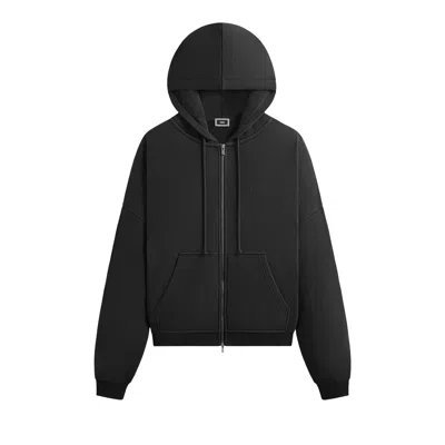 Pre-owned Kith Lofty Fleece Cropped Braxton Hoodie 'black' | Men's Size S