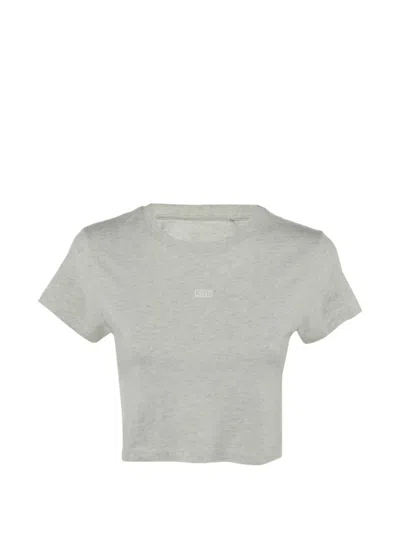 Pre-owned Kith Logo-print Cropped T-shirt In Gray