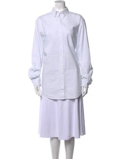 Pre-owned Kith Long Sleeve Button-up Top In Blue