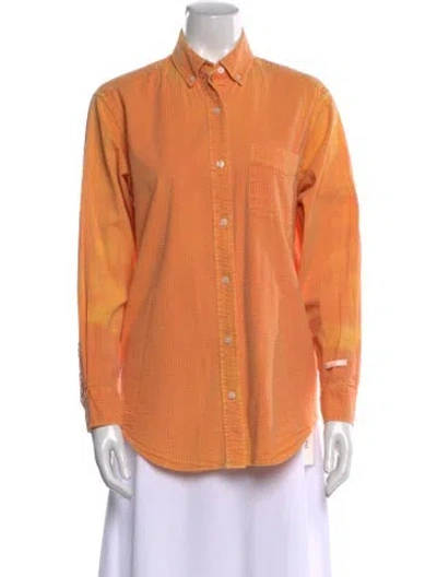 Pre-owned Kith Long Sleeve Button-up Top In Orange