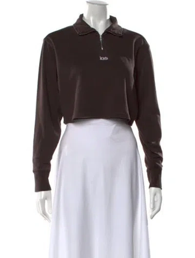 Pre-owned Kith Long Sleeve Crop Top In Brown