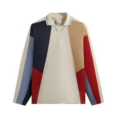 Pre-owned Kith Long-sleeve Panelled Otto Polo 'sandrift' | Multi-color | Men's Size L
