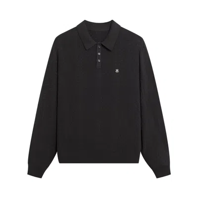 Pre-owned Kith Long Sleeve Tilden Pullover 'black' | Men's Size Xs