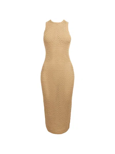 Kith Lyra Crochet Knit Midi Dress In Brown