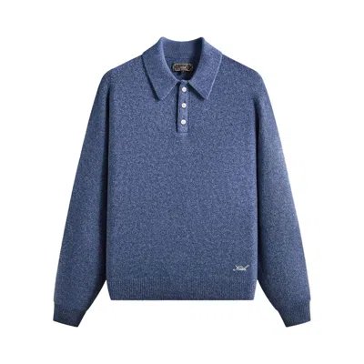 Pre-owned Kith Marled Harmon Rugby Pullover 'farrow' | Blue | Men's Size L