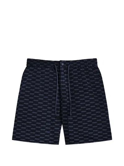 Kith Mason Flocked Monogram Shorts In Blue