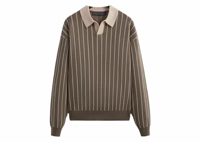Pre-owned Kith Men's  101 Nelson Collared Pullover In Dock In Brown