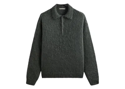 Pre-owned Kith Men's  101 X Auralee Brushed Super Kid Mohair Knit Polo Shirt In Urban Chic