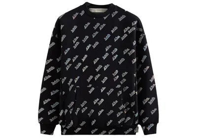 Pre-owned Kith Men's  Advisory Board Crystals Holographic Print Crewneck Sweatshirt In Black