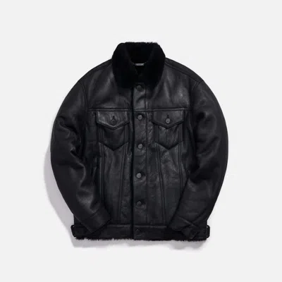 Pre-owned Kith Men's  Amherst Shearling Trucker Jacket (fw19) In Black
